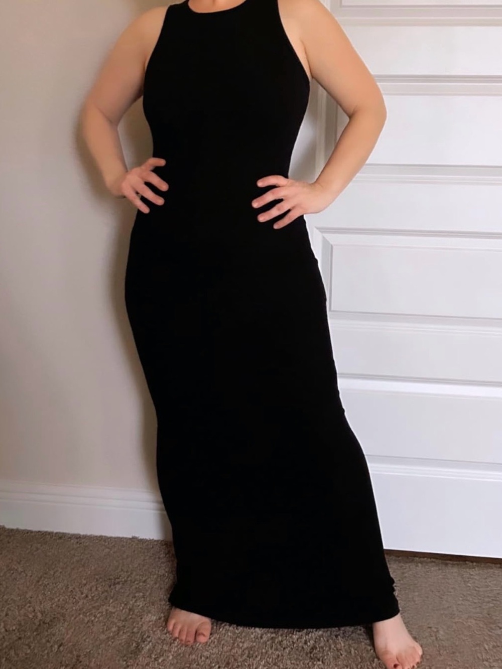 Sleeveless Black Maxi Dress - Classic Bodycon Style